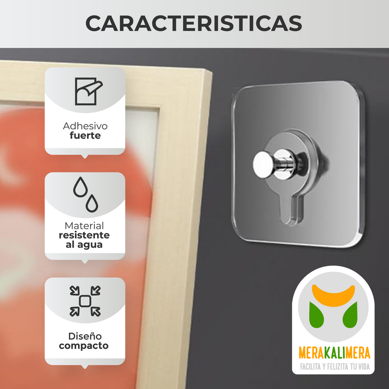 Gancho Adhesivo Transparente para Pared Reutilizable X6