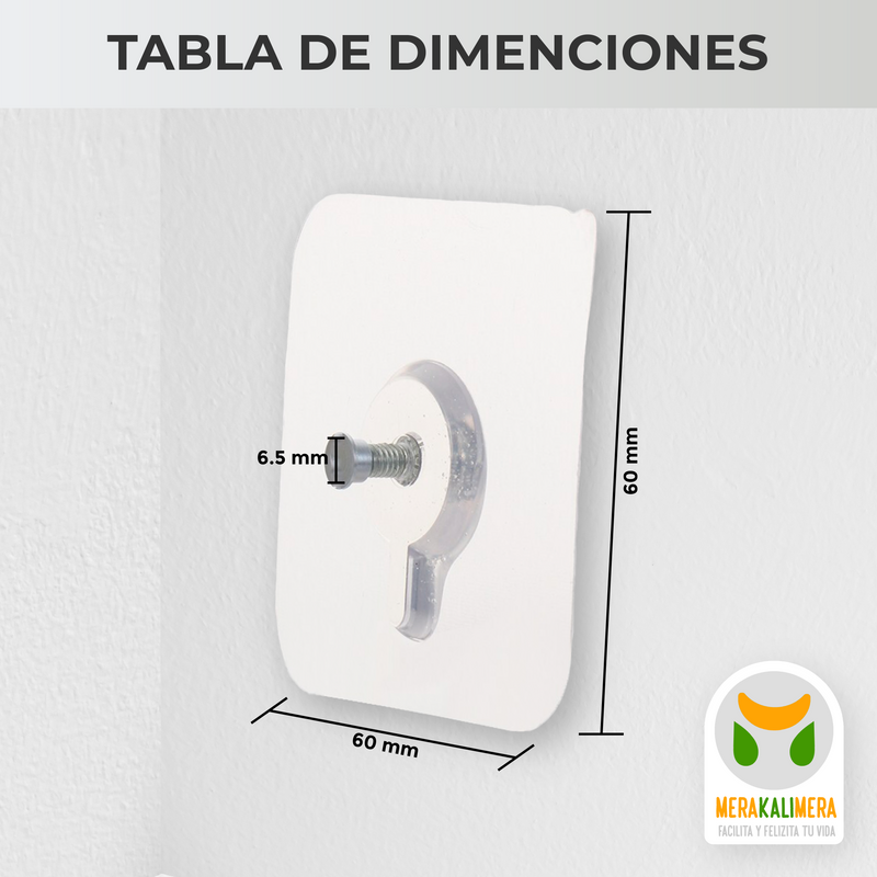 Gancho Adhesivo Transparente para Pared Reutilizable X6