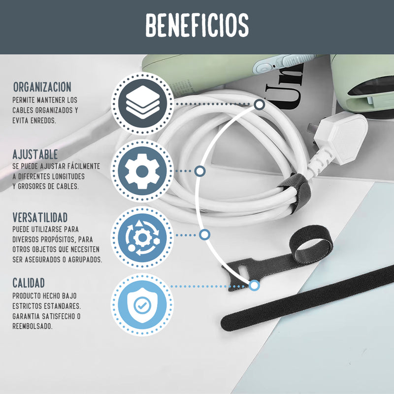 Velcro Organizador Reutilizable para Cables X8