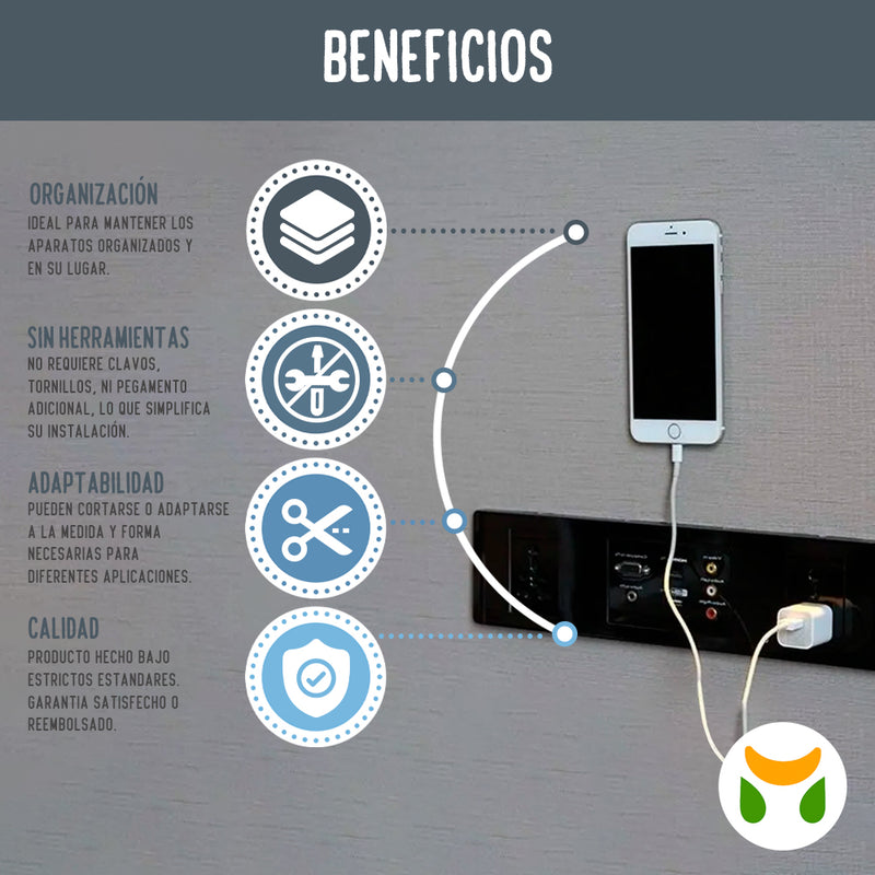 Velcro Stick Rectangular Cuelga Fácil 4 Unidades