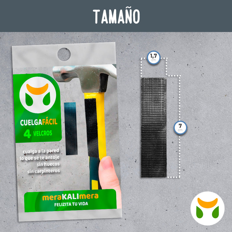 Velcro Stick Rectangular Cuelga Fácil 4 Unidades