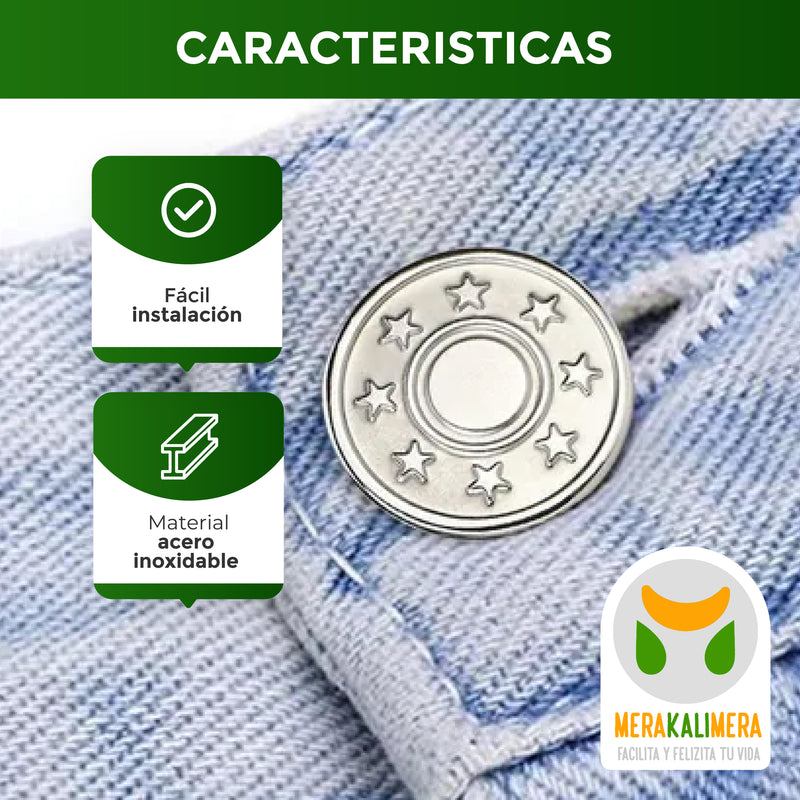 Botones Metalicos de Jeans con Instalación Rapida X4