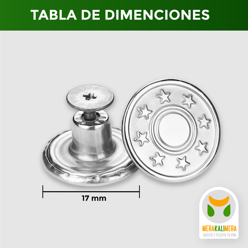 Botones Metalicos de Jeans con Instalación Rapida X4