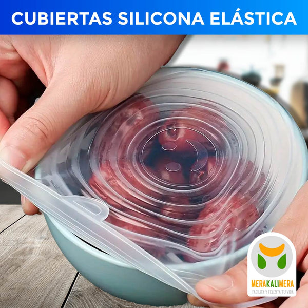 Tapas Elasticas Silicona Multiusos Set X6 Reutilizables
